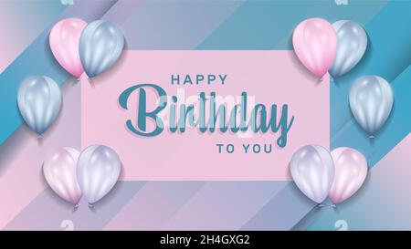 Happy Birthday Feier mit 3d realistische Ballons für Geburtstag Grußkarte., Party Banner, Jubiläum. Vektorgrafik Stock Vektor