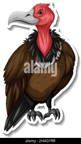 Geier Vogel Tier Cartoon Aufkleber Illustration Stock Vektor