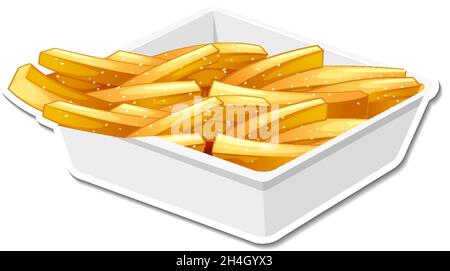 Aufkleber „Pommes Frites“ auf weißer Hintergrundgrafik Stock Vektor