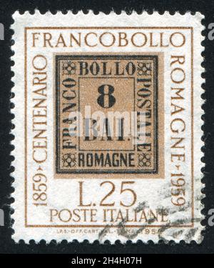 ITALIEN - UM 1959: Briefmarke gedruckt von Italien, zeigt Briefmarke der Romagna, um 1959 Stockfoto