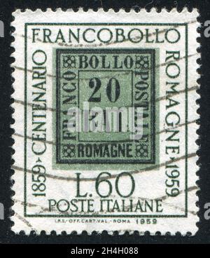 ITALIEN - UM 1959: Briefmarke gedruckt von Italien, zeigt Briefmarke der Romagna, um 1959 Stockfoto