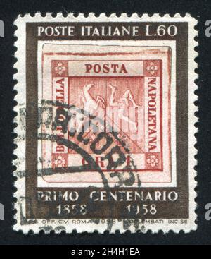 ITALIEN - UM 1958: Briefmarke gedruckt von Italien, zeigt Briefmarke von Neapel, um 1958 Stockfoto