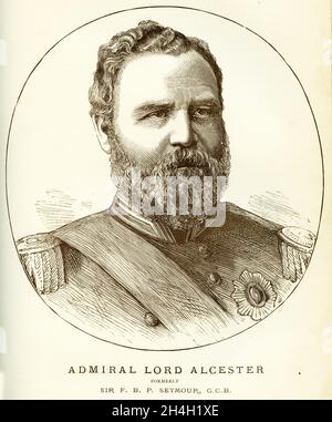 Gravur von Admiral Frederick Beauchamp Paget Seymour, 1. Baron Alcester, GCB (1821. – 1895. April) britischer Marinekommandeur. Zwischen 1874 und 1877 war er Oberbefehlshaber der Kanalflotte und zwischen 1880 und 1883 war er Oberbefehlshaber der Mittelmeerflotte., aus einer Veröffentlichung um 1900 Stockfoto