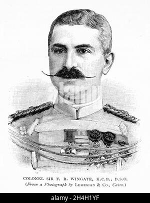 Gravur von General Sir Francis Reginald Wingate, 1. Baronet, GCB, GCVO, GBE, KCMG, DSO, DL, TD ( 1861 – 1953) britischer General und Administrator in Ägypten und dem Sudan. Er erhielt das nom de guerre Wingate des Sudan. Stockfoto