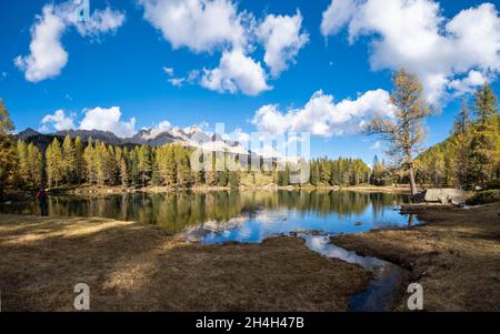 Lago di San Pellegrino, Passo San Pellegrino, Trentino, Italien Stockfoto