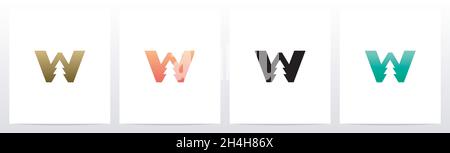 Pine Tree auf Brief Logo Design W Stock Vektor