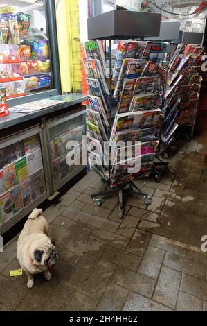 Köln, Deutschland. November 2021. Vor einem Kiosk in Köln Ehrenfeld stecken Zeitschriften in Zeitungskioskern. Quelle: Henning Kaiser/dpa/Alamy Live News Stockfoto