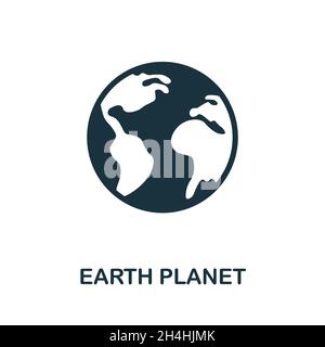 Symbol „Planet Erde“. Monochromes Schild aus der Weltraumsammlung. Creative Earth Planet Icon Illustration für Webdesign, Infografiken und mehr Stock Vektor