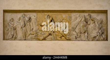 Bas-Relief mit Szenen aus der griechischen Mythologie, Brandenburger Tor, Pariser Platz, unter den Linden, Berlin, Deutschland Stockfoto