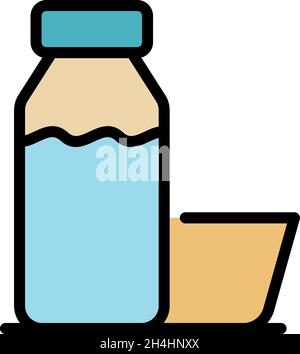 Symbol für die Saftflasche. Kontur Saft Flasche Vektor Symbol Farbe flach isoliert Stock Vektor