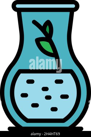 Symbol für Kanne mit ätherischen Ölen. Umriss ätherische Öle Kanne Vektor Symbol Farbe flach isoliert Stock Vektor