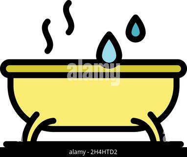 Symbol für heiße Badewanne mit ätherischen Ölen. Umriss heiße Badewanne ätherische Öle Vektor Symbol Farbe flach isoliert Stock Vektor