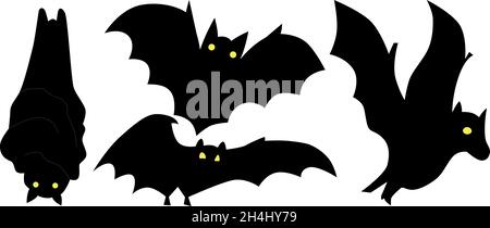 Illustration einer Fledermaus Silhouette auf weißem Hintergrund. Vektor-Bild für Halloween-Feier, bereit zu bedienen, eps. Für Ihr Design. Für Postkarten, st Stock Vektor