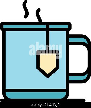 Heimbüro Teetasse Symbol. Kontur Home Office Tee Tasse Vektor Symbol Farbe flach isoliert Stock Vektor