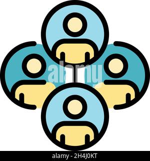 Symbol für Online-Konferenzgruppe. Übersicht Online-Konferenz Gruppe Vektor Symbol Farbe flach isoliert Stock Vektor