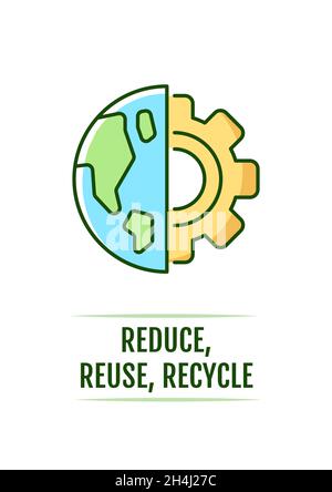 Grußkarten mit farbigen Symbolen reduzieren, wiederverwenden und recyceln Stock Vektor