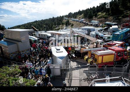 Juli 2016. Tour De France Etappe 12 von Montpellier zum Mont Ventoux. Der Podestplatz im Etappenlauf. Das Etappenende wurde nach Chalet Reynard verlegt Stockfoto