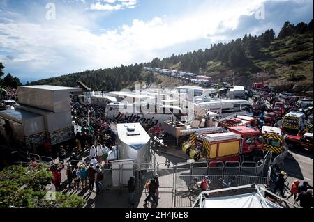 Juli 2016. Tour De France Etappe 12 von Montpellier zum Mont Ventoux. Der Podestplatz im Etappenlauf. Das Etappenende wurde nach Chalet Reynard verlegt Stockfoto