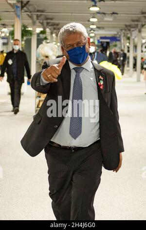 Glasgow, Schottland, Großbritannien. 2. November 2021 IM BILD: Präsident Wavel Ramkalawan, Republik Seychellen. (Geboren am 15. März 1959) ist ein Politiker der Seychellen und anglikanischer Priester, der seit dem 26. Oktober 2020 als Präsident der Republik Seychellen tätig ist. Ramkalawan war von 1993 bis 2011 und von 2016 bis 2020 oppositioneller Abgeordneter. Von 1998 bis 2011 und von 2016 bis 2020 war er auch Oppositionsführer. Am 25. Oktober 2020 gewann Ramkalawan die Präsidentschaftswahlen, den ersten solchen Sieg für einen Oppositionskandidaten seit der Unabhängigkeit. Quelle: Colin Fisher Stockfoto