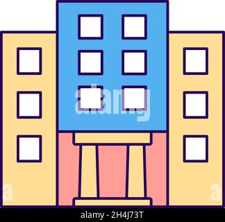 RGB-Farbsymbol für Stadtgebäude Stock Vektor