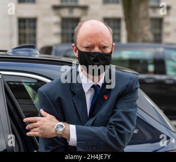 London, Großbritannien. November 2021. Professor Chris Whitty, Chief Medical Officer für England, kommt zum Kabinett, um eine Covid-Briefing zu geben.Quelle: Ian Davidson/Alamy Live News Stockfoto