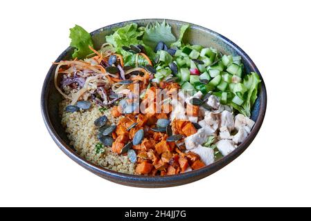 Schuss von Poke in der Schüssel. Isoliert auf Weiß mit Beschneidungspfad Stockfoto