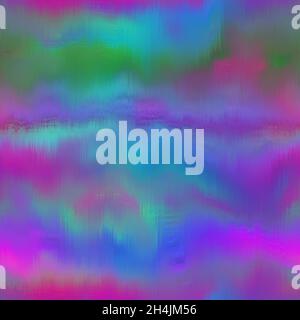 Regenbogen Raum gefärbt Aquarell Welle Textur Hintergrund. Nahtloses, tropisches, lebendiges 80er-Jahre-Boho-Muster. Für Retro-Hippie-Mode, Vintage bunt Stockfoto