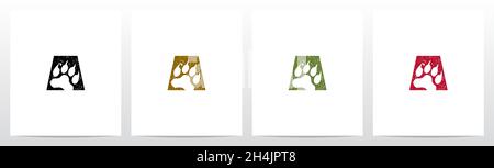 Paw Print mit Krallen auf Letter Logo Design A Stock Vektor