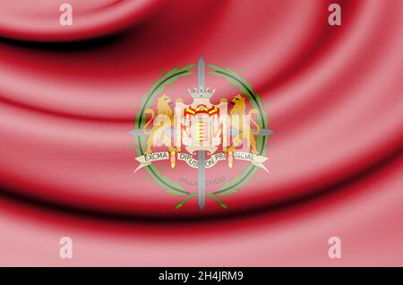 Flagge der Provinz Valladolid, Spanien. 3D-Illustration. Stockfoto