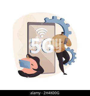 Mobiltelefone 5G Netz abstraktes Konzept Vektor Illustration. Stock Vektor