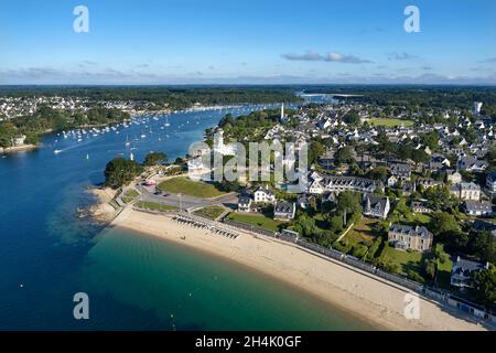 Frankreich, Finistere, B?nodet, der Fluss l'Odet, der Strand von anse du (Luftaufnahme) Stockfoto