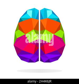 Kreatives Konzept für Gehirn links und rechts. Farbenfroher polygonaler Vektorhintergrund. Stock Vektor