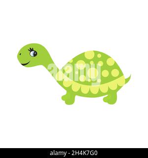 Lustige Schildkröte. Niedliches Cartoon-Tier. Vektor-Illustration isoliert auf weißem Hintergrund für Kinderbücher, Poster, Kleidung, Alphabetische Karten. Stock Vektor