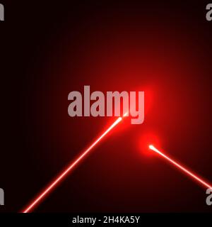 Roter Laserstrahl-Hintergrund mit Lichtblendungen. Vektorgrafik. Stock Vektor