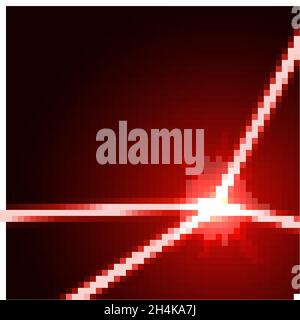 Abstrakter Vektor, roter Laserstrahl, Hintergrund mit Lichtblendungen. Stock Vektor