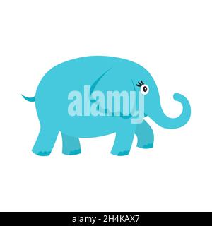 Niedliche Cartoon blauen Elefanten. Vektor-Illustration isoliert auf weißem Hintergrund für Kinderbücher, Poster, Kleidung, Alphabetische Karten. Stock Vektor