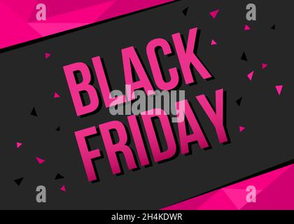 Black Friday Sale Poster Vorlage mit rosa Text auf polygonalem Hintergrund. Vektor-Illustration für Rabatt und Sonderangebot Banner. Stock Vektor