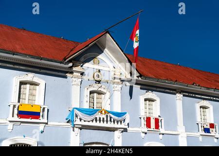 Gebäude im Zentrum von Puno in Peru Stockfoto