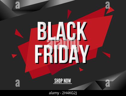 Black Friday – Poster-Vorlage für den Verkauf. Jetzt einkaufen. Rabatt- oder Sonderangebot-Banner. Vektorhintergrund. Stock Vektor