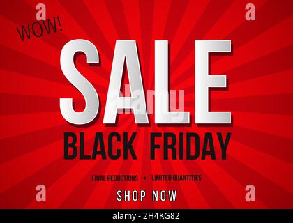 Black Friday – Poster-Vorlage für den Verkauf. Endgültige Ermäßigungen. Begrenzte Mengen. Hintergrund der Vektorgrafik. Stock Vektor