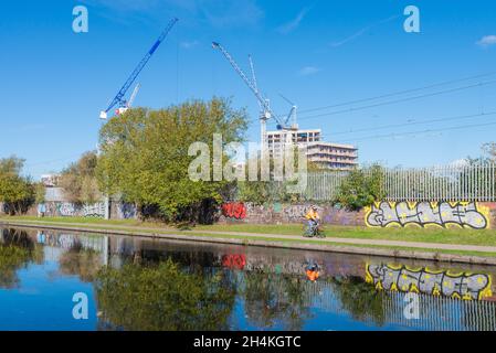 Große neue Brownfield-Wohnanlage in Soho Wharf in Birmingham mit 750 neuen Häusern und Wohnungen von Galliard Homes und Apsley House Capital Stockfoto