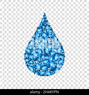 Blaues Wassertropfensymbol isoliert auf transparentem Hintergrund. Realistisches, reines Tröpfchen. Vektorhintergrund. Stock Vektor