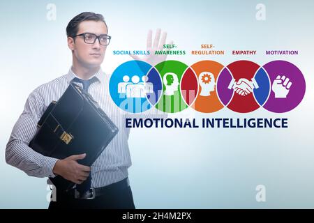 Konzept der emotionalen Intelligenz mit dem Geschäftsmann Stockfoto