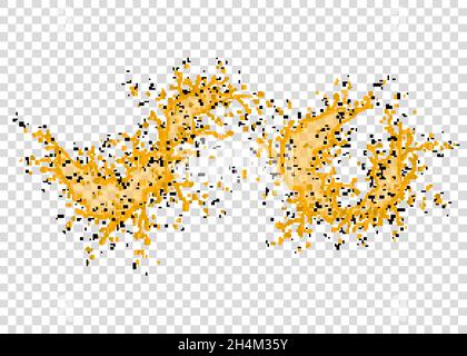 Orange, Ananas, Mango, Papayasaft spritzen und Tropfen isoliert auf transparentem Hintergrund. Realistische Vektorstruktur. Stock Vektor