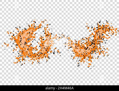 Orange, Karotte, Aprikose, Kürbissaft spritzen und Tropfen isoliert auf transparentem Hintergrund. Realistische Vektorstruktur. Stock Vektor