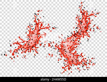 Erdbeer-, Kirsch-, Himbeer- oder Tomatensaft spritzt isoliert auf transparentem Hintergrund. Realistische Vektorstruktur. Stock Vektor