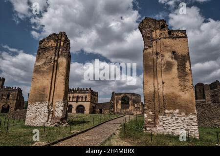 Schlösser in Gondar, Ahmara, Äthiopien Stockfoto