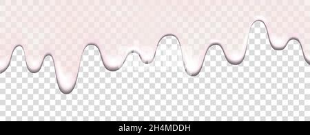 Tropfende rosa cremige Flüssigkeit, Donut, Joghurt mit Marmelade, Eis. Donut-Glasur. Karamell. Vektortropftextur. Stock Vektor