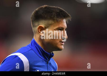 NOTTINGHAM, GROSSBRITANNIEN. 2. NOVEMBER Joe Lolley aus Nottingham Forest während des Sky Bet Championship-Spiels zwischen Nottingham Forest und Sheffield United am City Ground, Nottingham, am Dienstag, den 2. November 2021. (Kredit: Jon Hobley | MI News) Kredit: MI Nachrichten & Sport /Alamy Live News Stockfoto