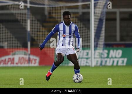 HARTLEPOOL, GROSSBRITANNIEN. 2. NOVEMBER: Zaine Francis-Angol von Hartlepool United während des EFL Trophy-Spiels zwischen Hartlepool United und Everton im Victoria Park, Hartlepool, am Dienstag, den 2. November 2021. (Kredit: Mark Fletcher | MI News) Kredit: MI Nachrichten & Sport /Alamy Live News Stockfoto